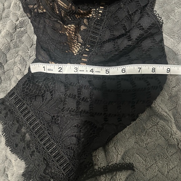 Tadashi Shoji Black Lace Dress Nude Lined Short Sleeve Cocktail Party Size 16 - Picture 15 of 16